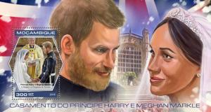 MOZAMBIQUE - 2018 - Prince Harry and Meghan Markle - Perf Souv Sheet - MNH