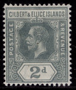 GILBERT AND ELLICE ISLANDS GV SG14, 2d greyish slate, LH MINT. Cat £15.