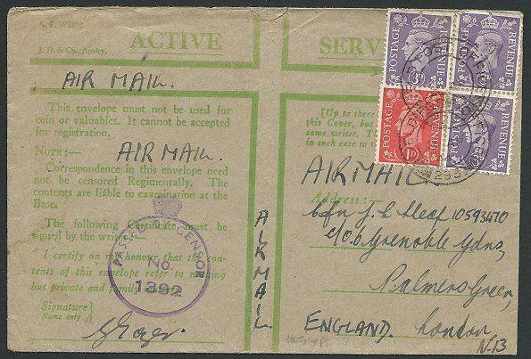 EGYPT 1944 GB Forces censored honour envelope stamped for airmail FPO 293..41151