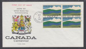 US Mel 1324-21 FDC. 1967 5c Canada Centennial, Fluegel Color Cachet, VF