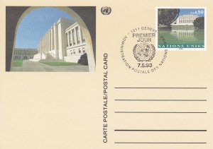 United Nations - Geneva # UX10, Postal Card, First Day Cancel