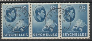 Seychelles, Scott 139 (SG 142ab), used strip of three