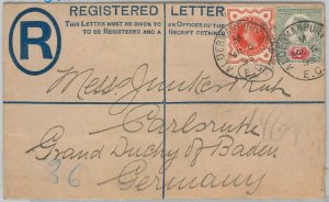 50682 - GB -  POSTAL HISTORY -   Registered  STATIONERY COVER to GERMANY 1892