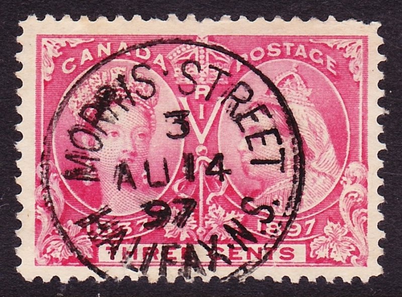 Canada, Scott 53, XF Used, 3d, SOTN Morris Street, Halifax NS 1897 CDS, Creases