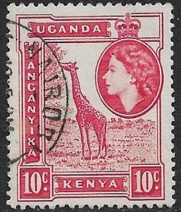 KENYA UGANDA TANGANYIKA 1954-59 QE2 10c GIRAFFE Pctorial Sc 104 VFU