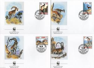 Ethiopia 1990 WWF Walia Lbex Sheep Wildlife Animal Fauna Sc 1303-6 Set of 4 FDCs