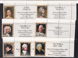 Barbuda # 43-79, English Monarchs with Labels, Unused