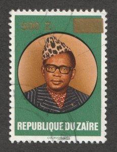 1990 Zaire Sc# 1334 - 500 Z, President Mobutu Used Cv$11.50