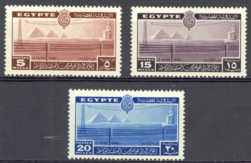 Egypt Sc# 228-230 MH 1938 Pyramids & Colossus