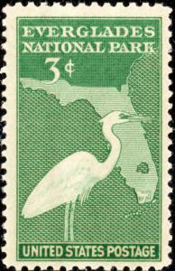 1947 3c Everglades National Park, Great White Heron Scott 952 Mint F/VF NH