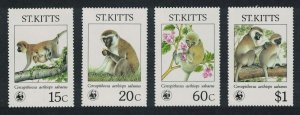 St. Kitts WWF Endangered Species Green Monkey 4v 1986 MNH SC#189-192