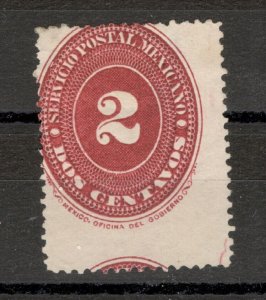 MEXICO- MH STAMP, 2 c - NUMERAL - perf. 12 - ERROR -MOVED PERFORATION - 1887s