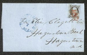 USA SCOTT #1 STAMP FOLDED COVER / LETTER BALTIMORE MARYLAND TO HAGERSTOWN 1851