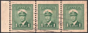 Canada SC#249c 1¢ King George VI: Naval Uniform Booklet Pane of 3 (1942) Used