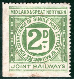 GB M&GNR RAILWAY Letter Stamp 2d Midland & Great Northern Mint MNG? LIME158
