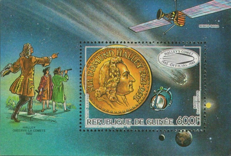 Satellite Space Meteorite Halley Comet Souvenir Sheet MNH