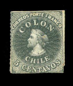 CHILE 1853 COLUMBUS - Perkins Bacon Die Proof of the 5c in gray black - RARE