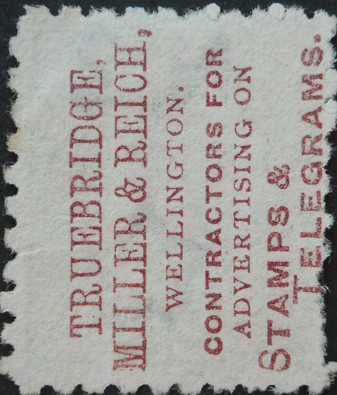 New Zealand 1893 2½d with Truebridge Miller advert SG 220e used