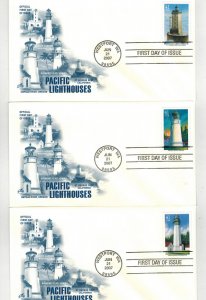 2007 PACIFIC LIGHTHOUSES WESTPORT WASHINGTON SET OF 5 DIFFERENT ARTCRAFT Nice!