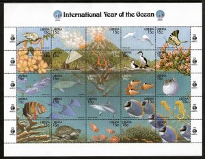 Liberia 1998 - Marine Life Fish - Sheet of 25 Stamps - Scott #1356 - MNH