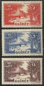 French Guinea 128-129, 133, mint, hinge remnants, 2 small thins..  1938.  (F421)