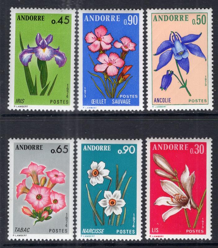 Andorra French 222-227 Flowers MNH VF