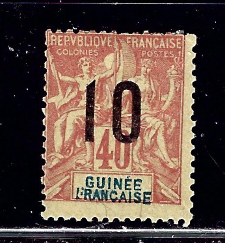 French Guinea 61 MH 191 surcharge short perfs on top