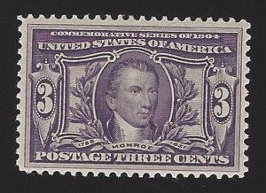 1904 3c James Monroe, 5th President, Violet Scott 325 Mint VF LH