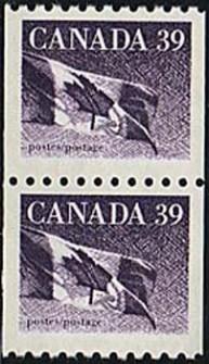   Canada 1990. Flag 39c MNH Coil Pair  # 1194B