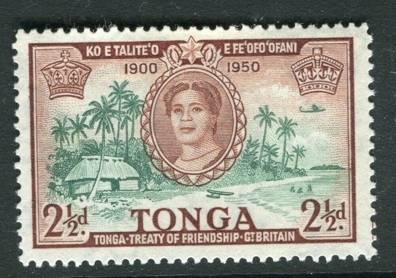 TONGA; 1951 early Treaty issue fine Mint hinged 2.5d. value