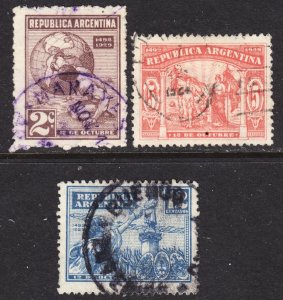 Argentina Scott 371-73 complete set F to VF used.  FREE...