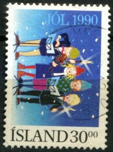 Iceland Sc#717 Used, 30k multi, Christmas 1990 (1990)