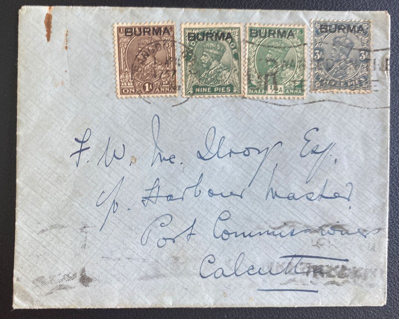 1937 Rangoon Burma Slogan Cancel Cover To Calcutta India