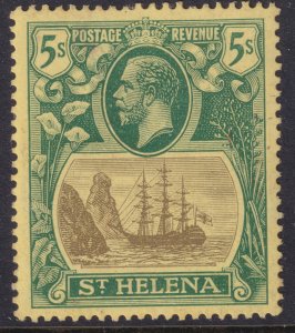 Sc# 98 St. Helena 1922-27 KGV Badge of Colony 5/ issue MMH Wmk 3 CV $50.00 #2
