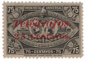 (I.B) Guatemala Telegraphs : 25c on 75c Black on Grey OP