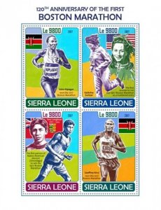 Sierra Leone - 2017 Boston Marathon - 4 Stamp Sheet - SRL171004a