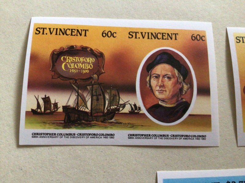 St Vincent 1992 Christopher Columbus mint never hinged imperf stamps A11204