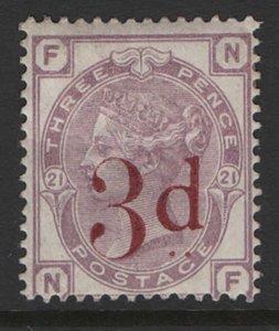 GB 1880 3d on 3d sg159 fresh mint, original gum, rich colour cat £650