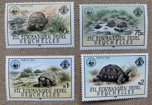 Zil Elwannyen Sesel 1985 WWF Aldabra Giant Tortoise, MNH.  Scott 106-109, CV $40