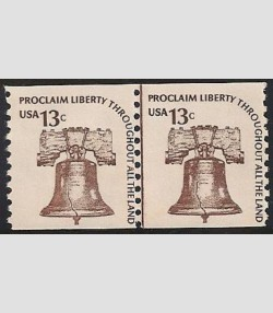 U.S.#1618 Liberty Bell 13c Line Pair Shiny Gum 13c, M-DG.