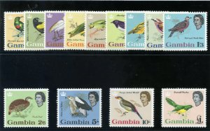 Gambia 1963 QEII Birds set complete MLH. SG 193-205. Sc 175-187.