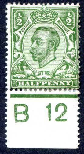 1/2d Green B12 Control mounted mint