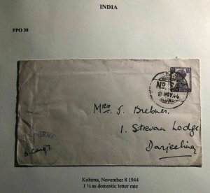 1944 Kohima India FPO 38 Censored Cover To Danjeehig