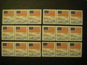 Scott 1891, PNC3 #1, 18c Flag, ...from sea to shining sea, MNH Coil Beauty CV$45