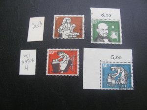 GERMANY 1956 MNH MI.243-246 CORNER MARGIN HI VALUE SET XF (263)  MARGIN #s OR CM