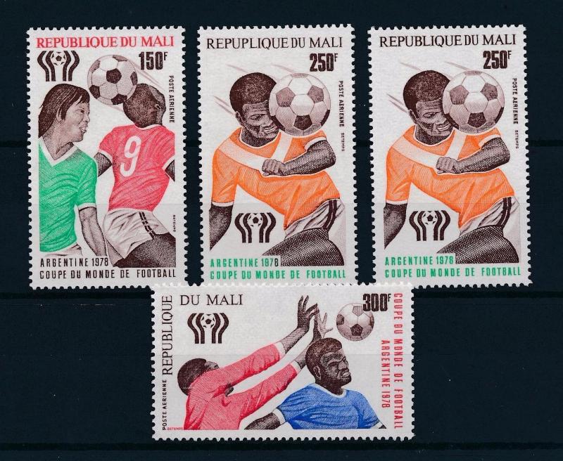 [60702] Mali 1978 World Cup Soccer Football Argentina 250Fr Type 1 and 2 MNH