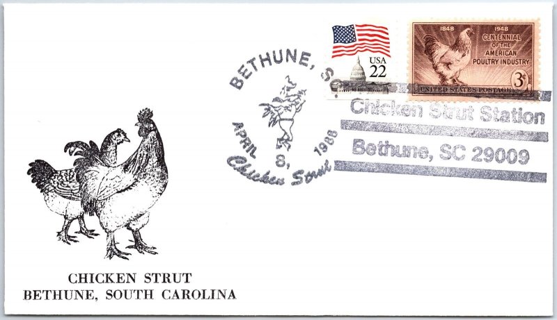 US SPECIAL EVENT COVER CHICKEN STRUT STATION BETHUNE SOUTH CAROLINA 1988 TYPE A