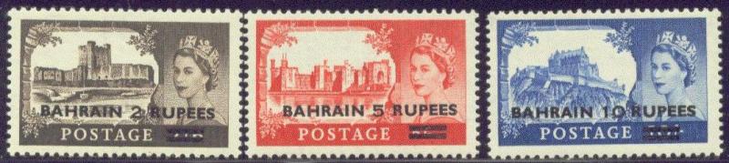 BAHRAIN  96-98 MNH 1955 QEII Definitives Top Values CV $41.