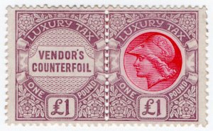 (I.B) George V Revenue : Luxury Tax £1 (colour trial)