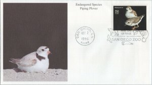 ZAYIX 1996 US 3105 FDC Mystic  Cachet Endangered Species Piping Plover Birds